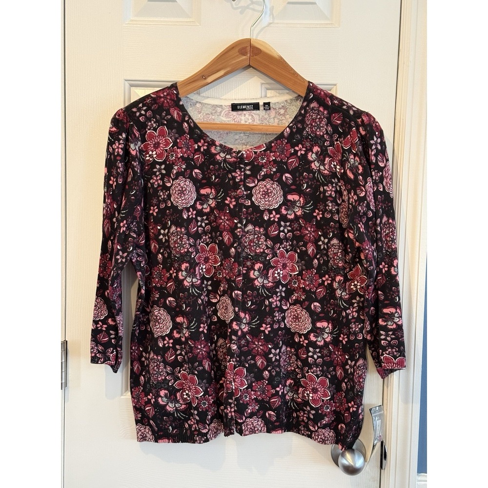 NWT elementz woman 2x Cardigan Floral Cottage Feminine Spring Office Classic